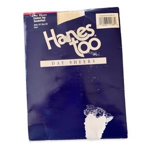 Hanes too day sheers control top sandal foot pearl ivory white skin color